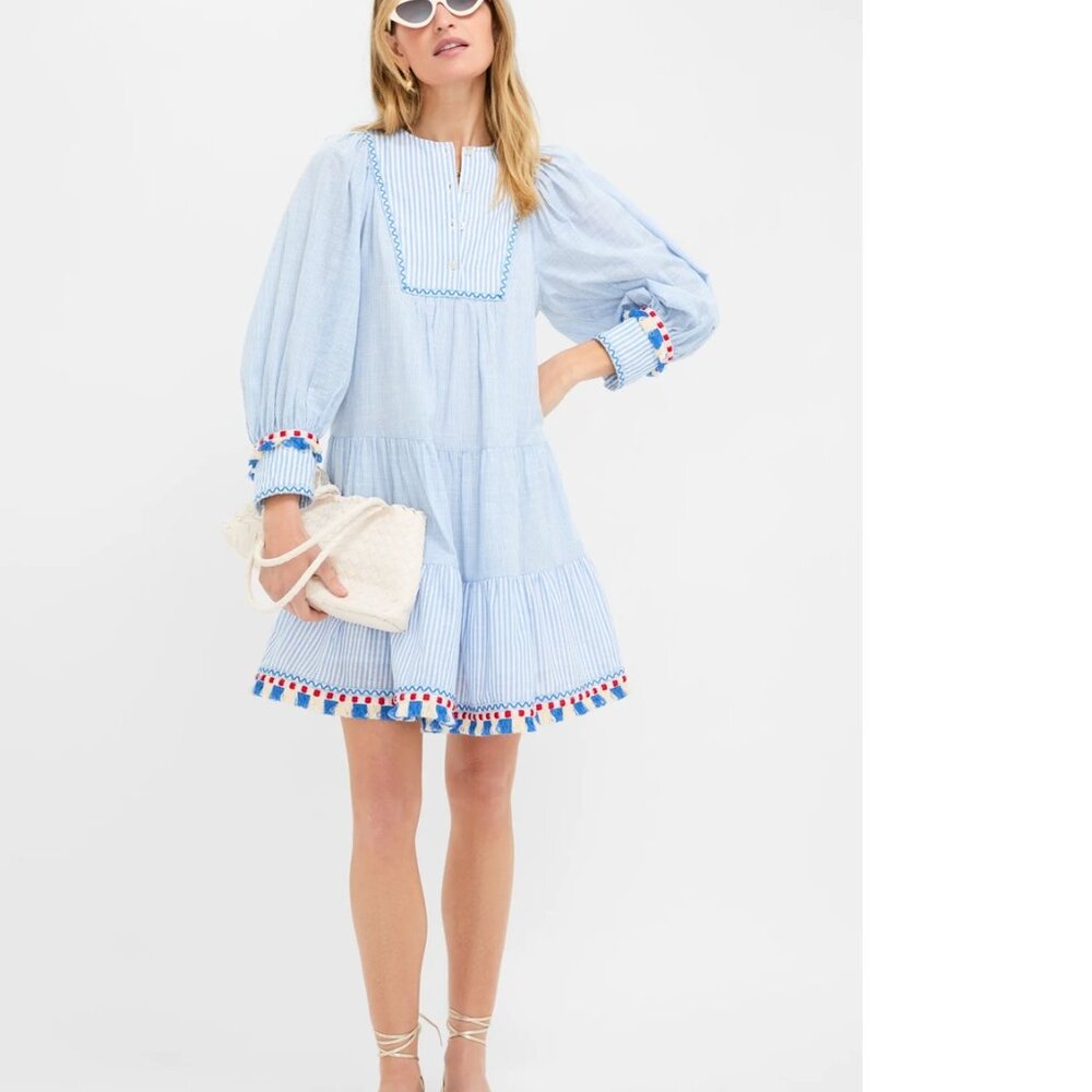 Tuckernuck Chambray Stripe Fringe Jen Dress NWT - Picture 5 of 6